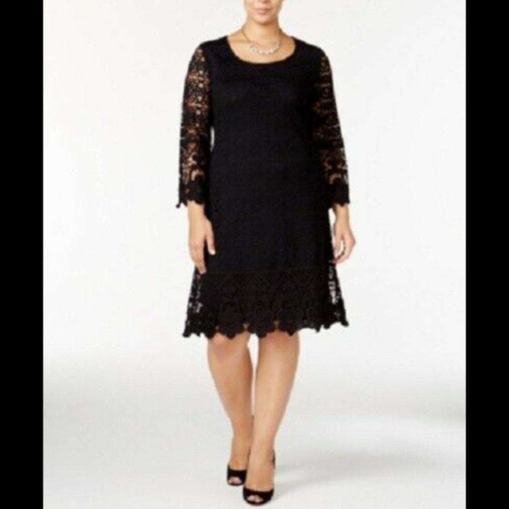Alfani 2X Plus Size Dress - Crochet-Trim Illusion